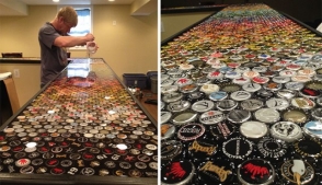 Տղան 2,530 գարեջրի  կափարիչ է հավաքել իր երազանքի սեղանն ունենալու համար (ֆոտոշարք)