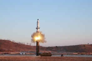 Запущенная КНДР ракета взлетела на 100 км