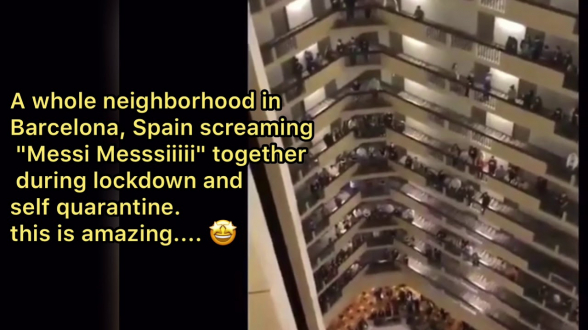 Находящиеся в карантине жители Барселоны скандируют с балконов имя Мессии