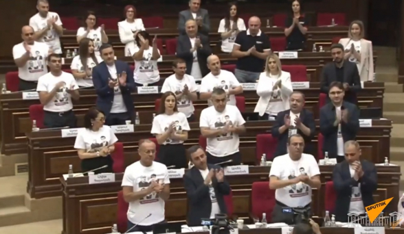 Политический флешмоб в парламенте в поддержку арестованных депутатов от блока «Армения» (видео)