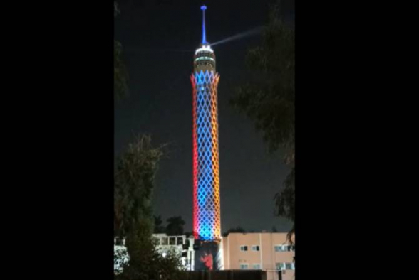 Башня в Каире осветилась цветами армянского флага