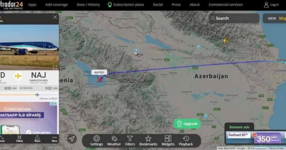 Մինչ Իրանը փակում է իր օդային տարածքը Բաքվից դեպի Նախիջևան թռչող ինքնաթիռների համար, ադրբեջանական ինքնաթիռները օգտագործում են ՀՀ օդային տարածքը
