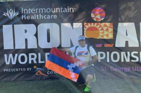 Դատավոր Դավիթ Հարությունյանը Արցախի դրոշով մասնակցում է Ironman-ի աշխարհի առաջնությանը
