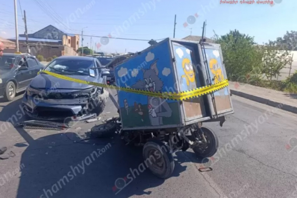 Բաղրամյան համայնքում բшխվել են «Toyota Corolla»-ն և անչափահասի վարած եռանիվ մոտոցիկլը․ մոտոցիկլավարը տեղափոխվել է հիվանդանոց