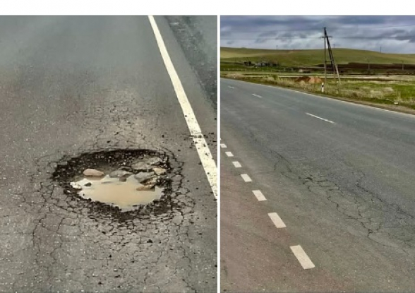 Մի տարի չանցած նոր վերանորոգված Գյումրի-Արմավիր ճանապարհին հայտնվել են բազմաթիվ փոսեր